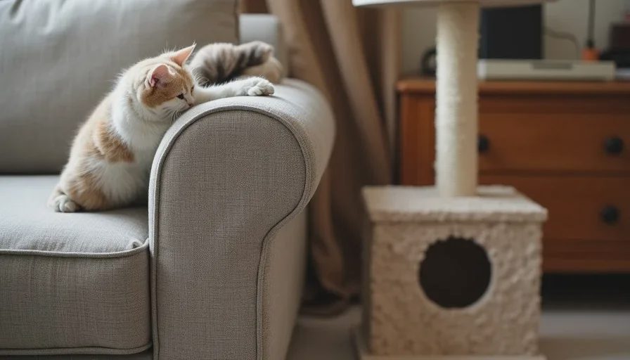 Cat scratching sofa instead of scratching post.
