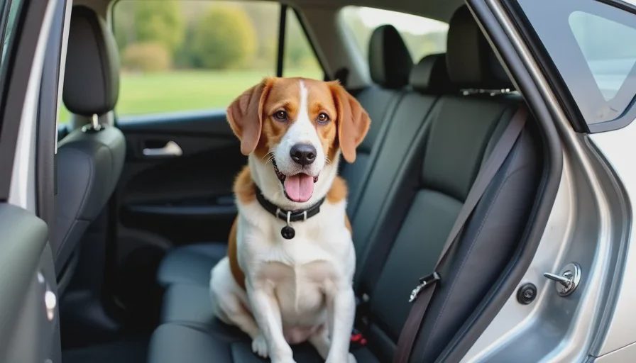 Desensitizing dog to car with happy treats.