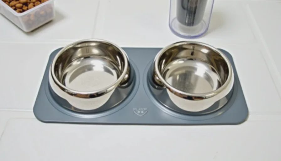 Simple beginner pet feeding setup with stainless bowls.